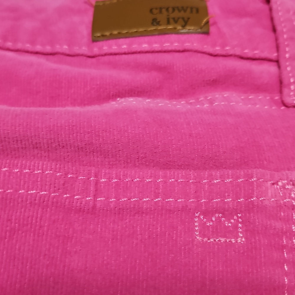 Crown & IVY Bright Pink Women's High Rise Flare Corduroy Pants Size 14 - Picture 9 of 11